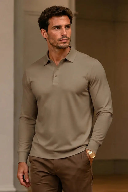 Camiseta de algodón mercerizado para hombre - Verde militar