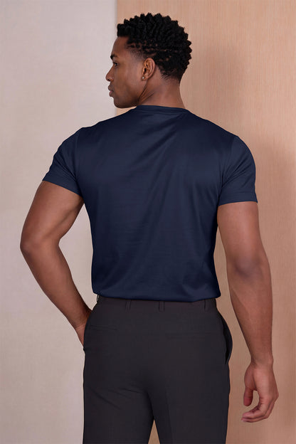 Camiseta de algodón mercerizado para hombre - Azul marino
