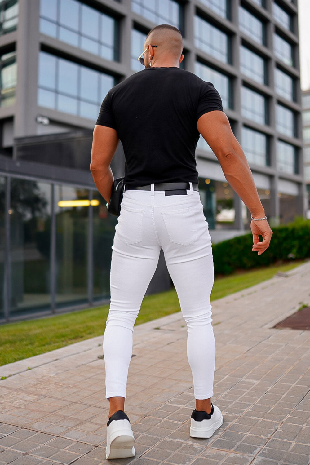men's white skinny jeans - ripped