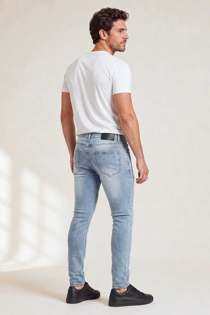 Men Stretch Skinny Jeans - Light Blue