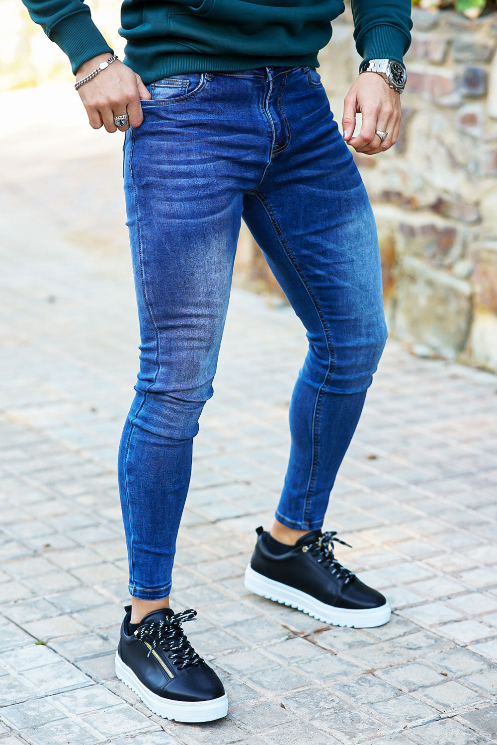 men's super skinny blue jeans