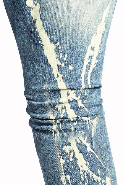 Men's Ripped Spray Paint Skinny Jean - Blue