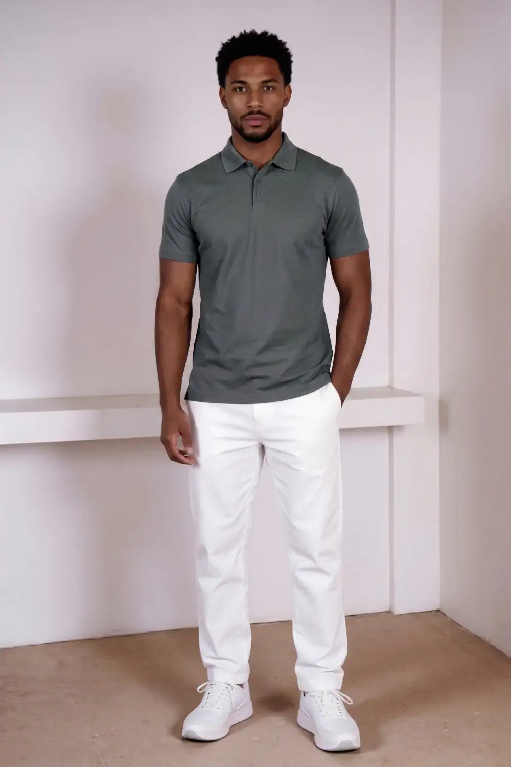 Men's Mercerized Cotton Short-Sleeved Polo Shirt - Grey
