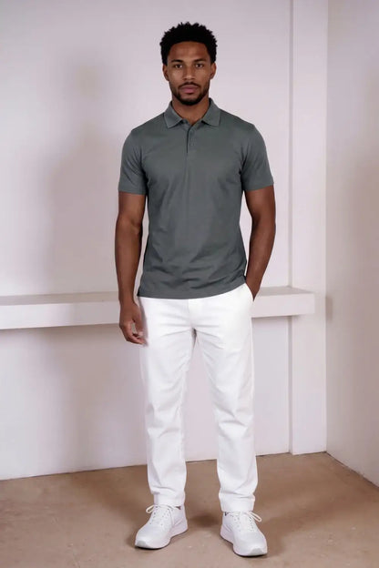 Men's Mercerized Cotton Short-Sleeved Polo Shirt - Grey