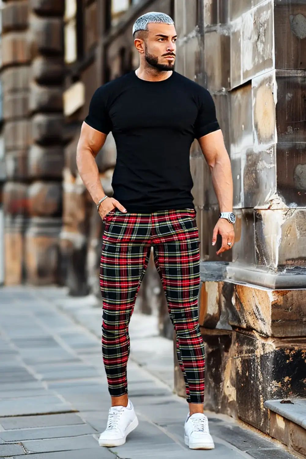 red and black plaid dress pants mens Amazon.com: Black & Red Dual Color Plaid Pants - Men's Large/X-Large - Bold & Stylish Costume Perfect For Halloween, Costume Parties & Themed Events