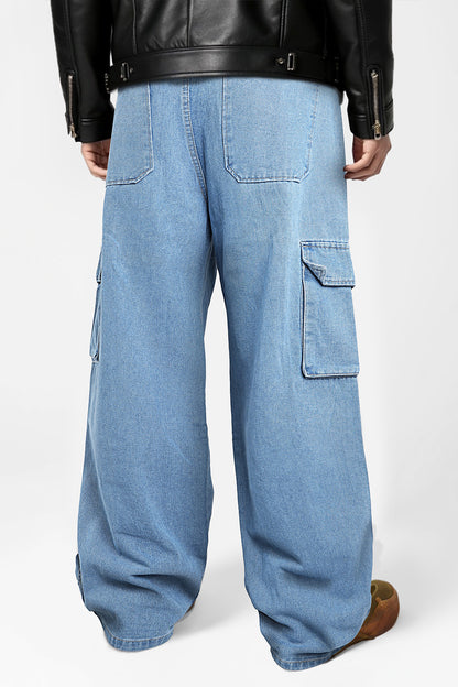 Men's Loose Jean With Pocket - Blue