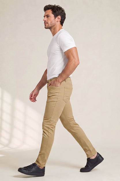Braune Stretch-Skinny-Jeans für Herren