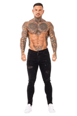 GINGTTO Men's Skinny Jeans Stretch Ripped Tapered Leg