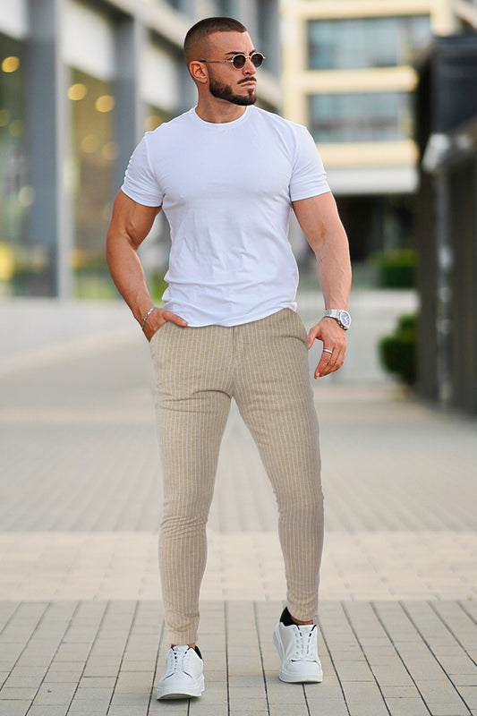 Men's Relaxed Chino Pant - Khaki And Stripe