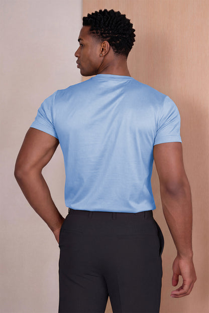 Camiseta de algodón mercerizado para hombre - Azul cielo