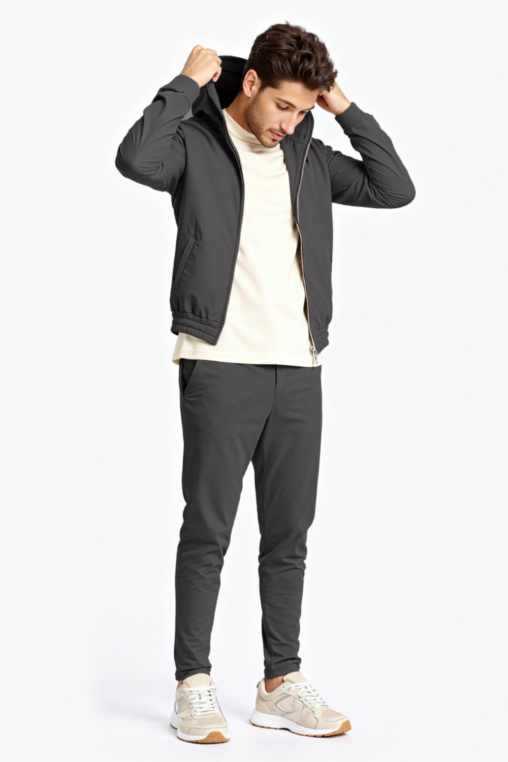 Men's Casual Hoodie Set - Dark Grey