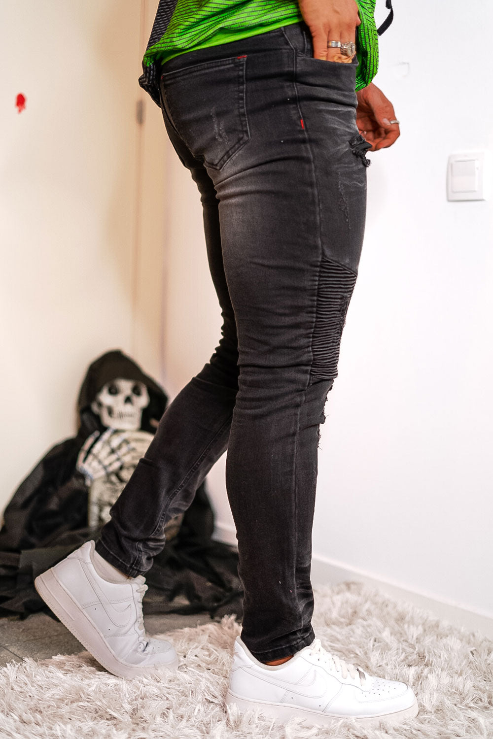 men's black high waisted skinny jeans