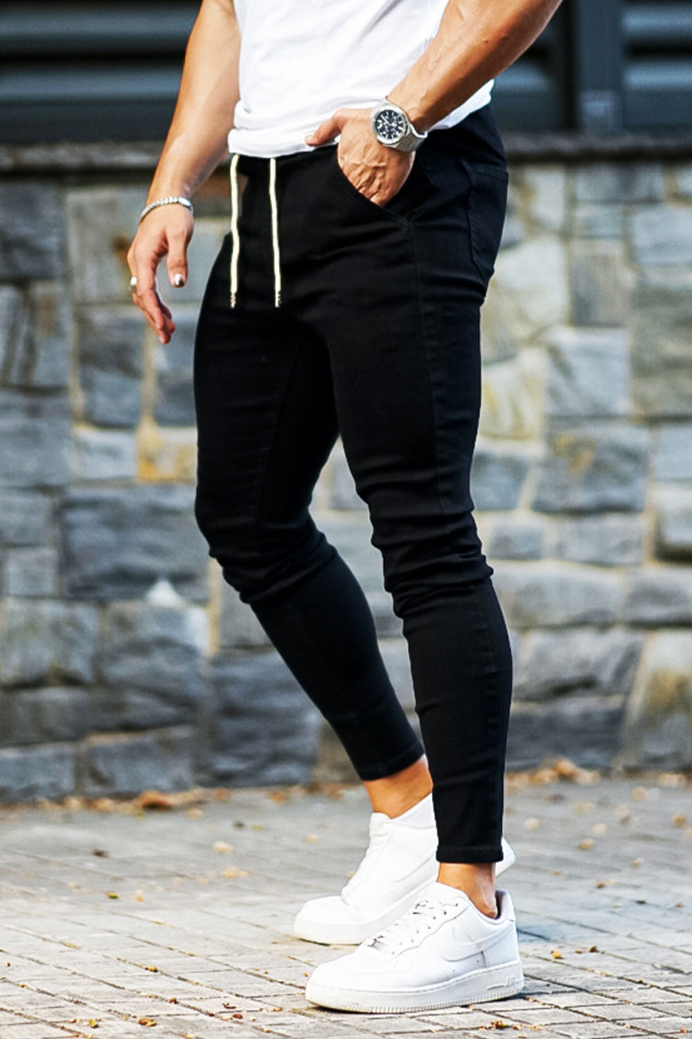 men's black skinny stretch jeans