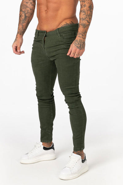 men's green high waisted skinny jeans