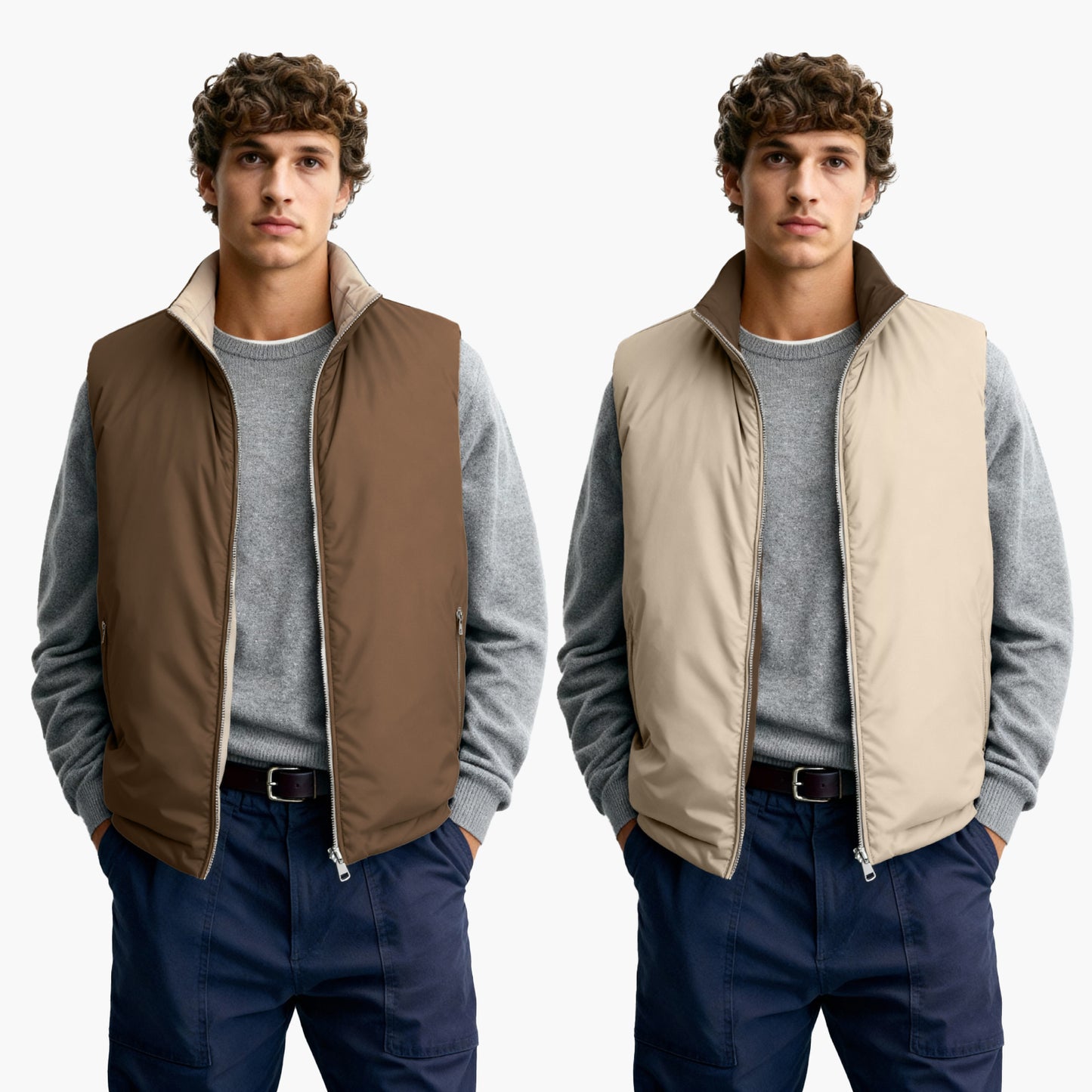 Men's Reversible Vest - Brown