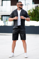 Men's Black Shorts -Leather Material 