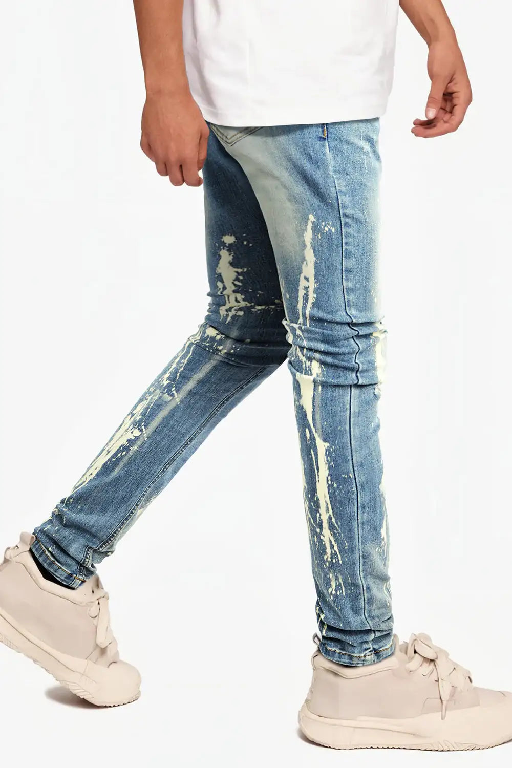 Men's Ripped Spray Paint Skinny Jean - Blue For Sale – GINGTTO