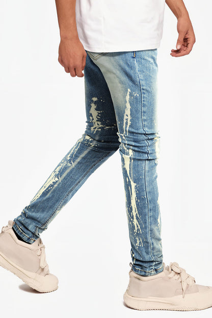 Men's Ripped Spray Paint Skinny Jean - Blue