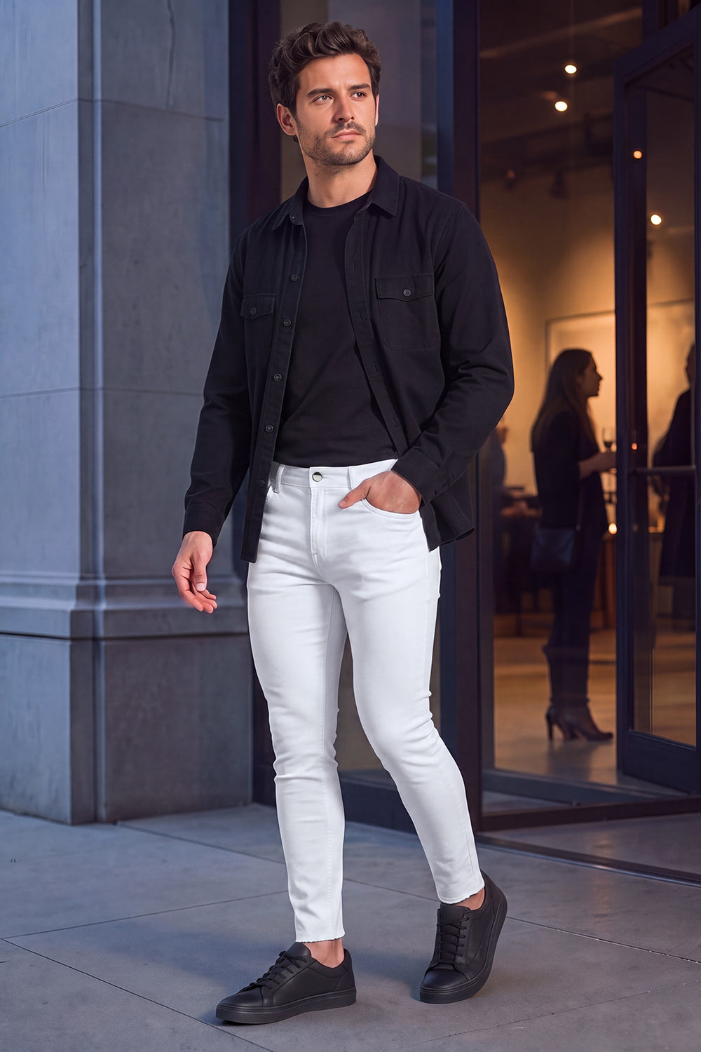 Jeans skinny elasticizzati da uomo - bianchi