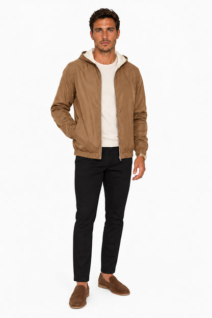 Men's Casual Hooded Lightweight Jacket - Camel