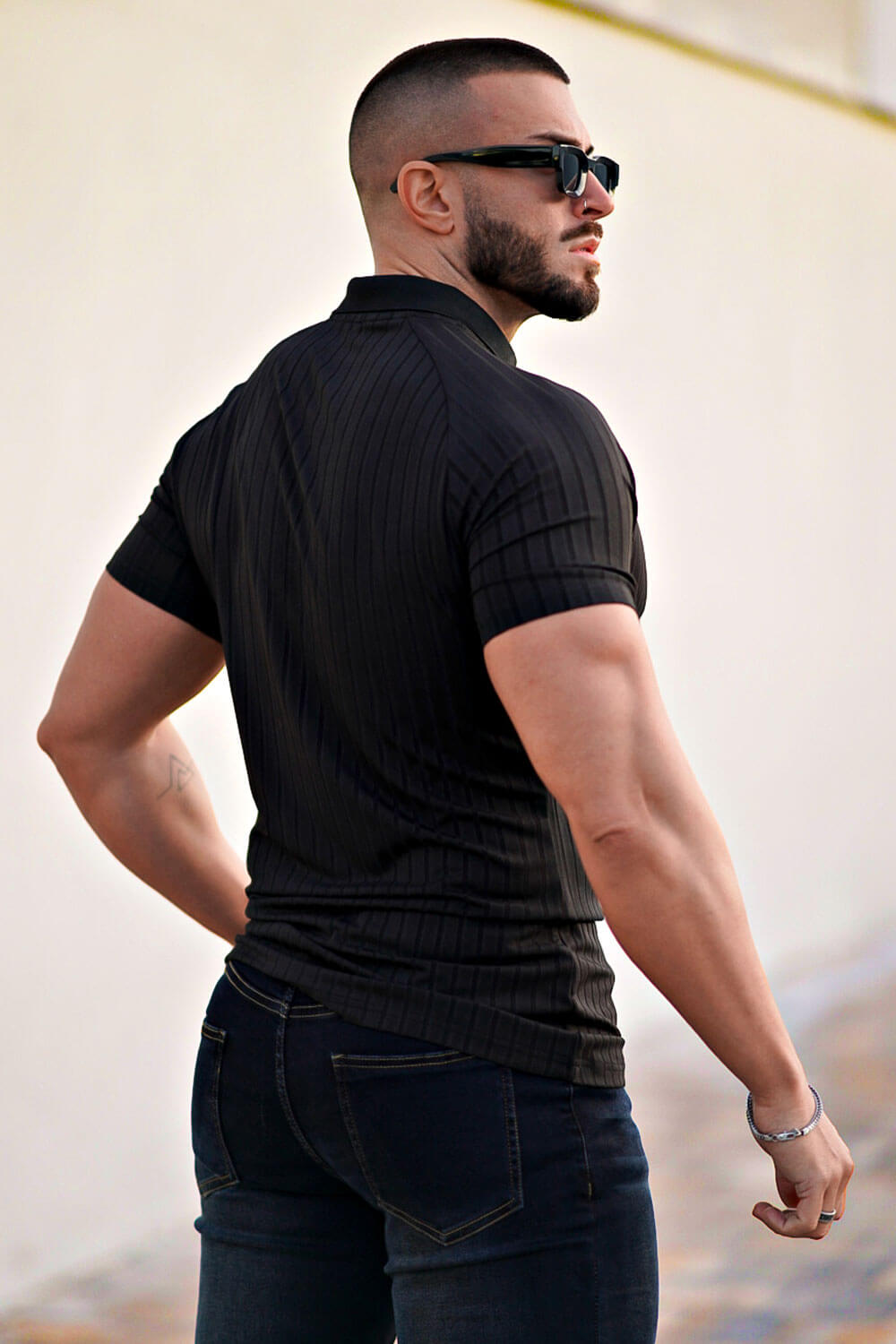 Men's Slim Fit Short Sleeve Polo Shirts - Black