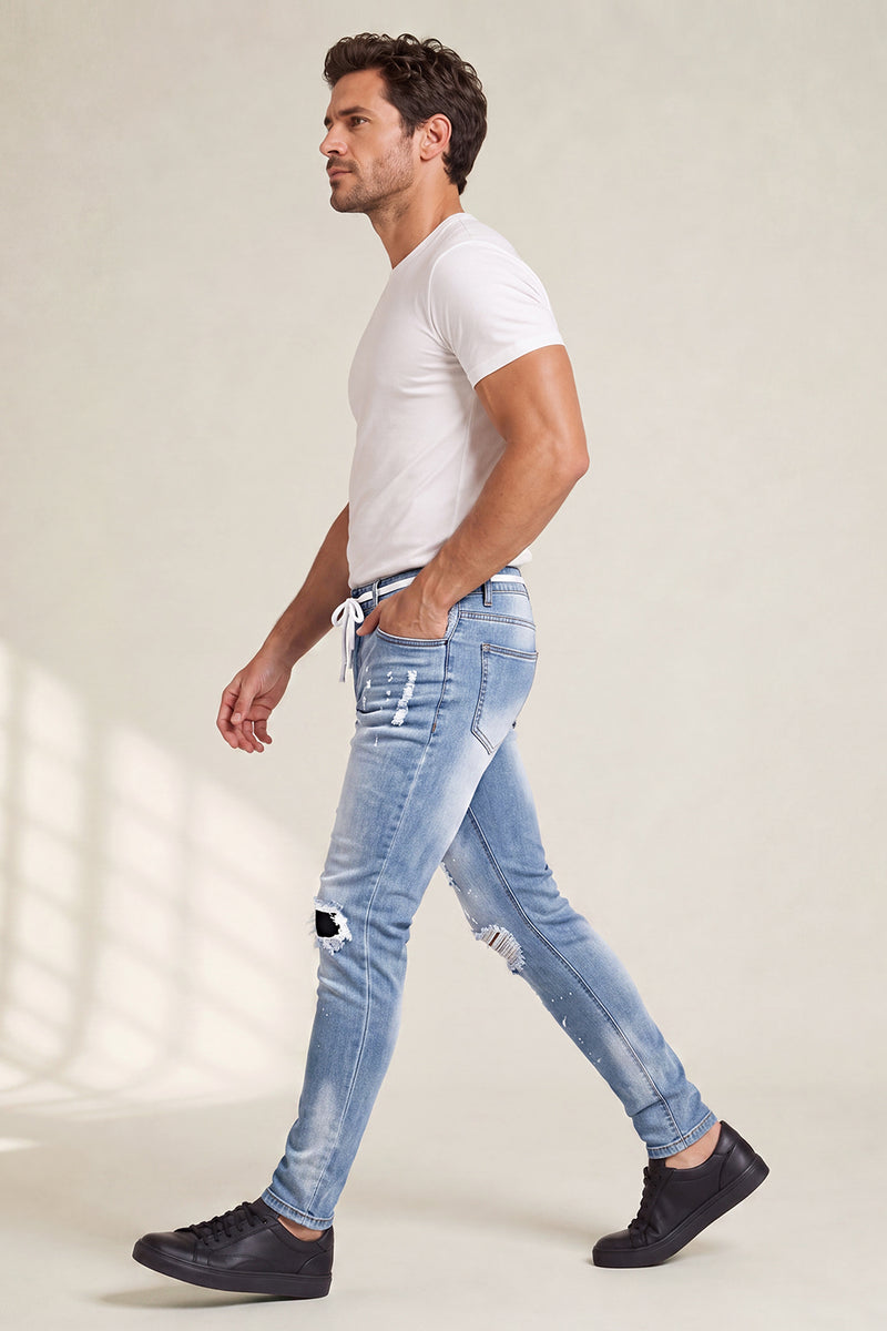 Men's Drawstring Sculpt Skinny Jean - Light Blue