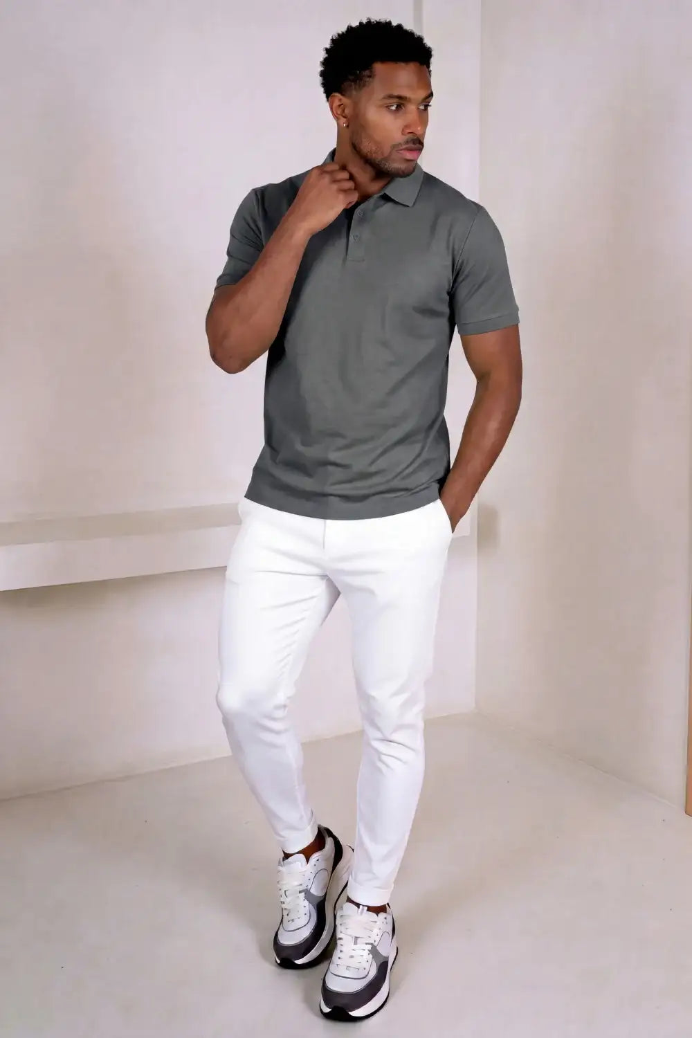 Men's Mercerized Cotton Short-Sleeved Polo Shirt - Grey