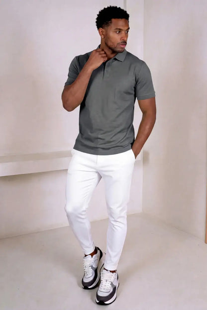 Men's Mercerized Cotton Short-Sleeved Polo Shirt - Grey