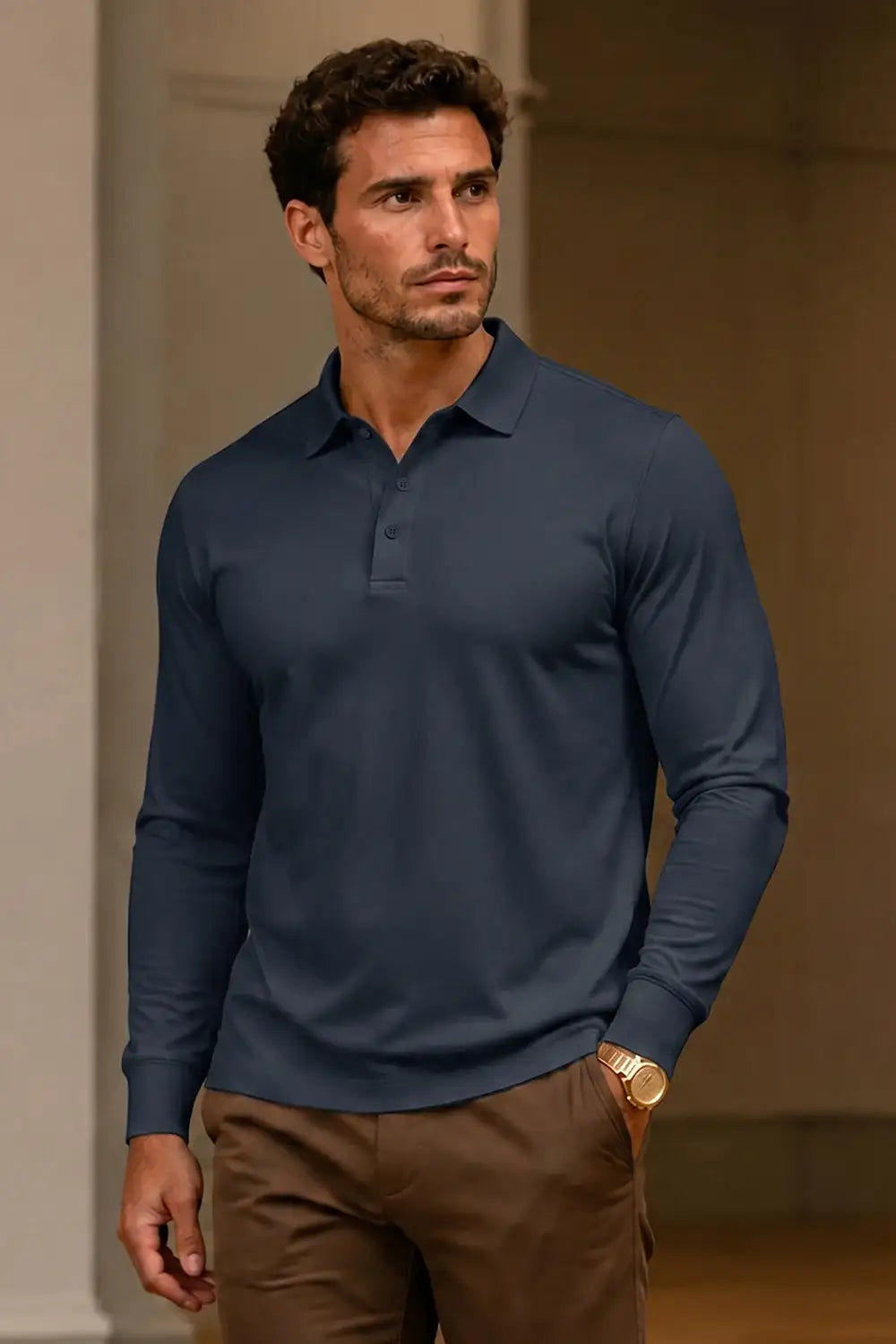 Camiseta de algodón mercerizado para hombre - Verde militar