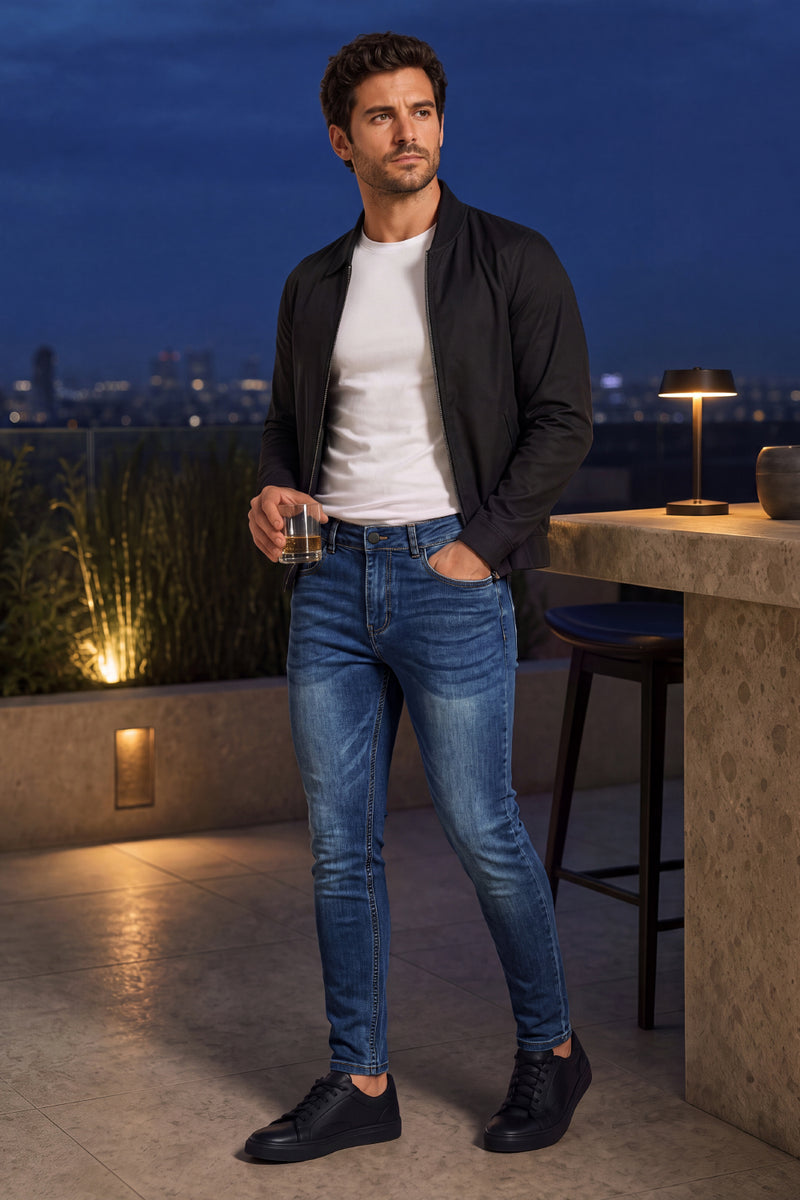 Jean bleu super skinny pour hommes