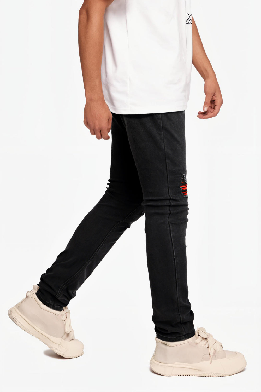 Skinny-Jeans mit zerrissenen Knien für Herren - Schwarz