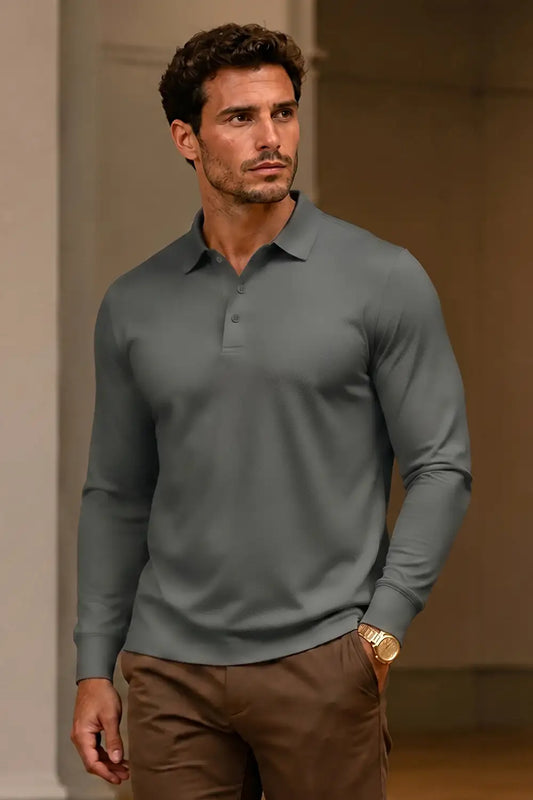 Men's Mercerized Cotton Polo Shirt - Mist Grey