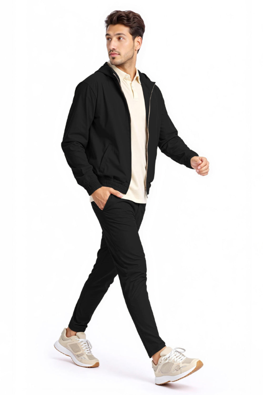 Men's Casual Hoodie Set - Black