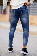 men's dark blue skinny jeans