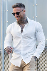 men's white long sleeve shirt