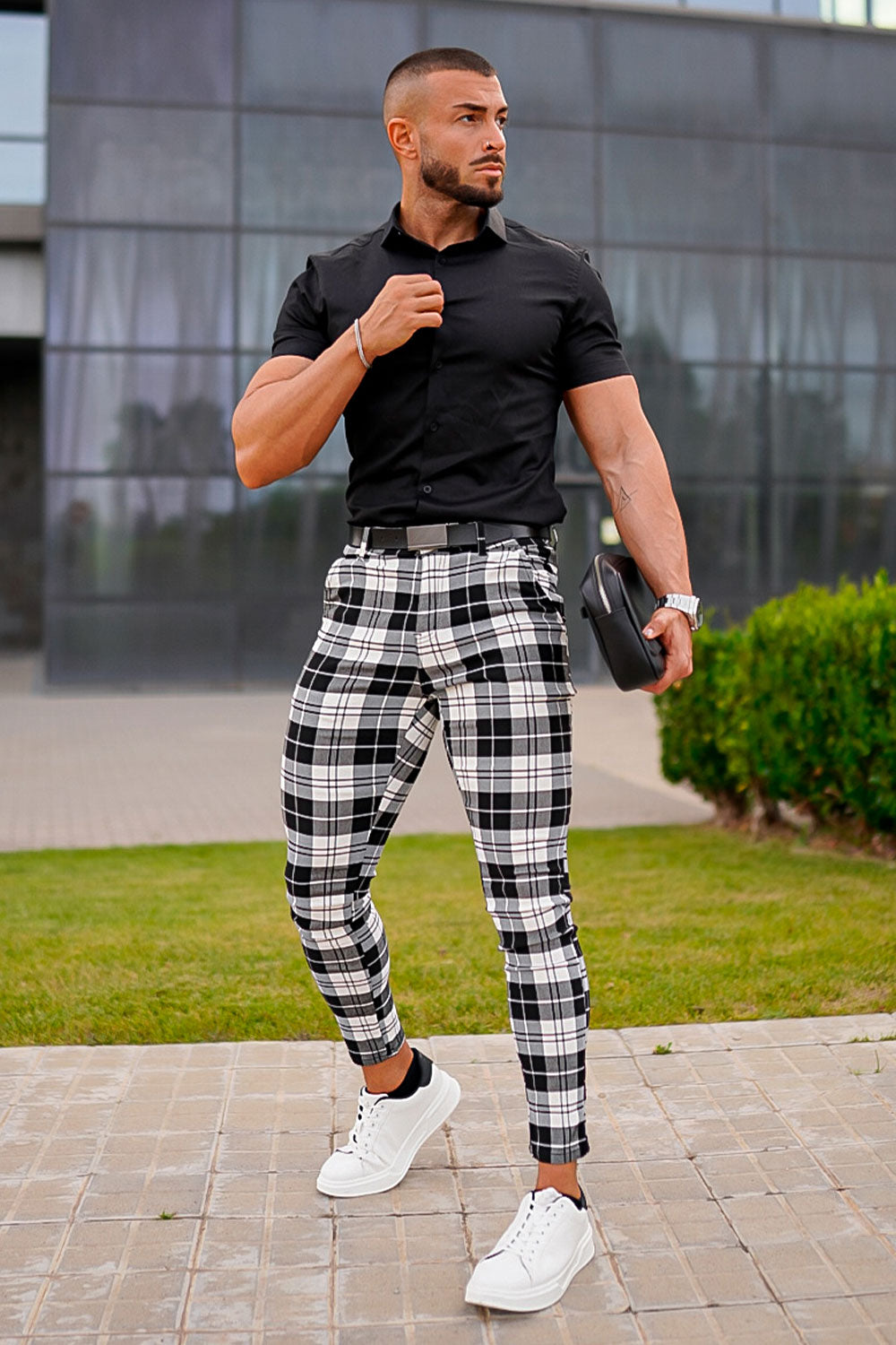 Cuadros Hombres Con Pants Gris Outfits Con Pantalones De Cuadros