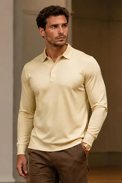 Camiseta de algodón mercerizado para hombre - Verde militar