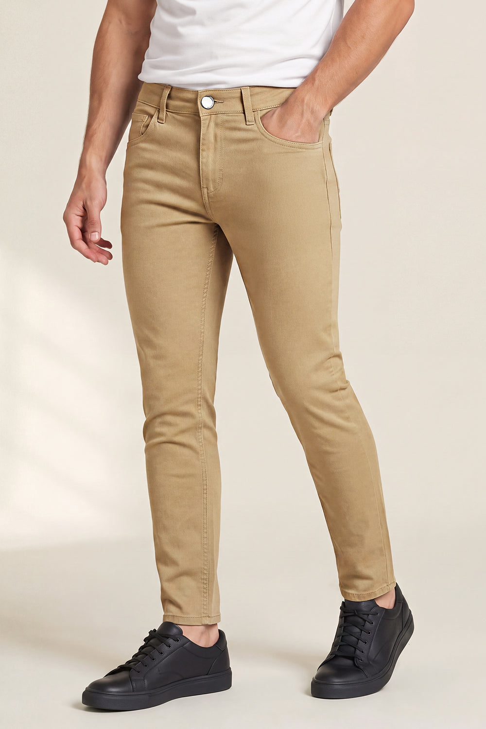 Braune Stretch-Skinny-Jeans für Herren