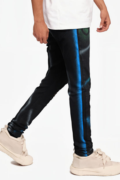 Men Spray Painting Skinny Jean - Black