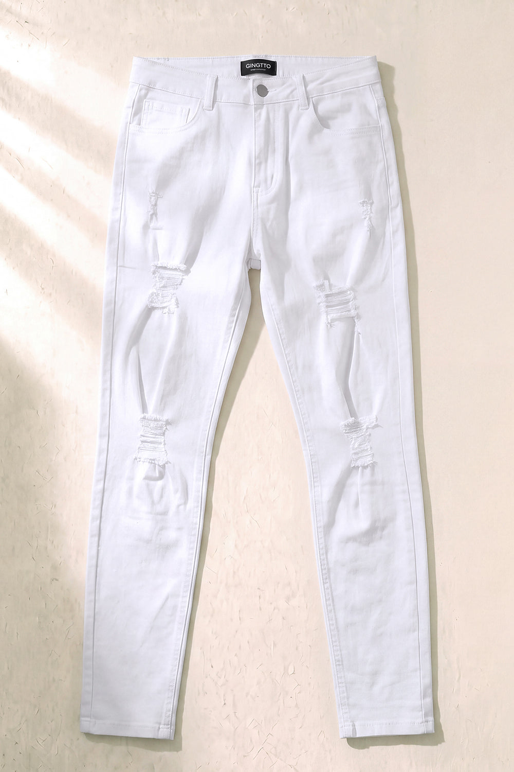 Herren-Skinny-Jeans – Weiß und mit Rissen