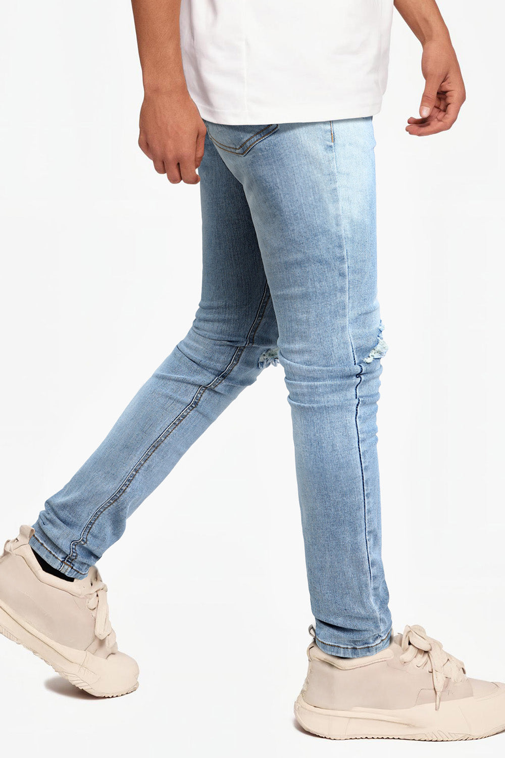 Men's Stretch Skinny Jean - Ripped & Blue