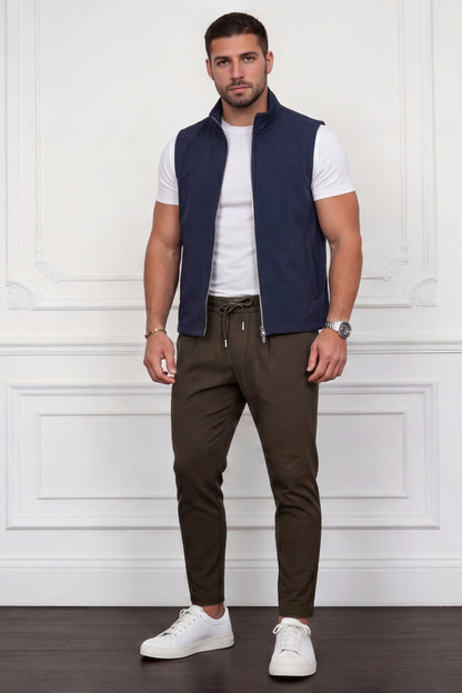 Men's Casual Stand Collar Zip-Up Vest - Navy Blue