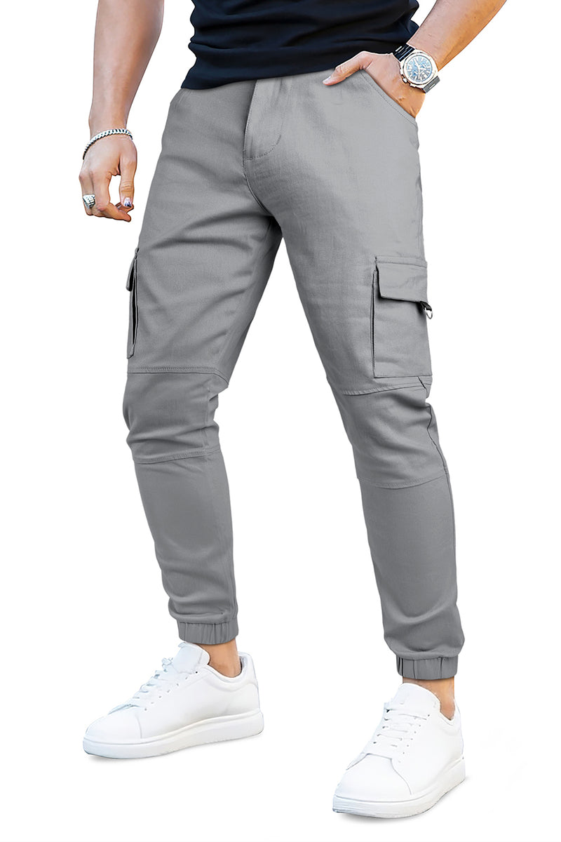 Men's Slim Fit Cargo Joggers | Multi-Pocket Tactical Pants with Cuffed Ankle