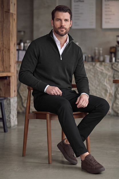 Men's Classic Quarter-Zip Knit Sweater | Lightweight Slim Fit Pullover