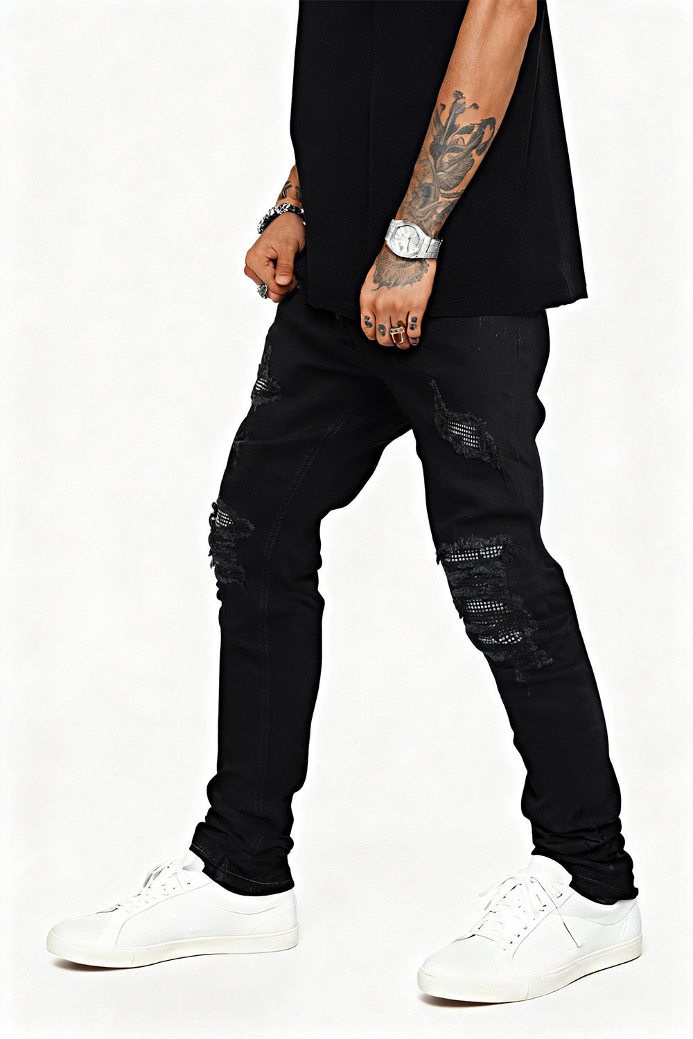 Beste zwarte skinny jeans voor heren, gescheurd