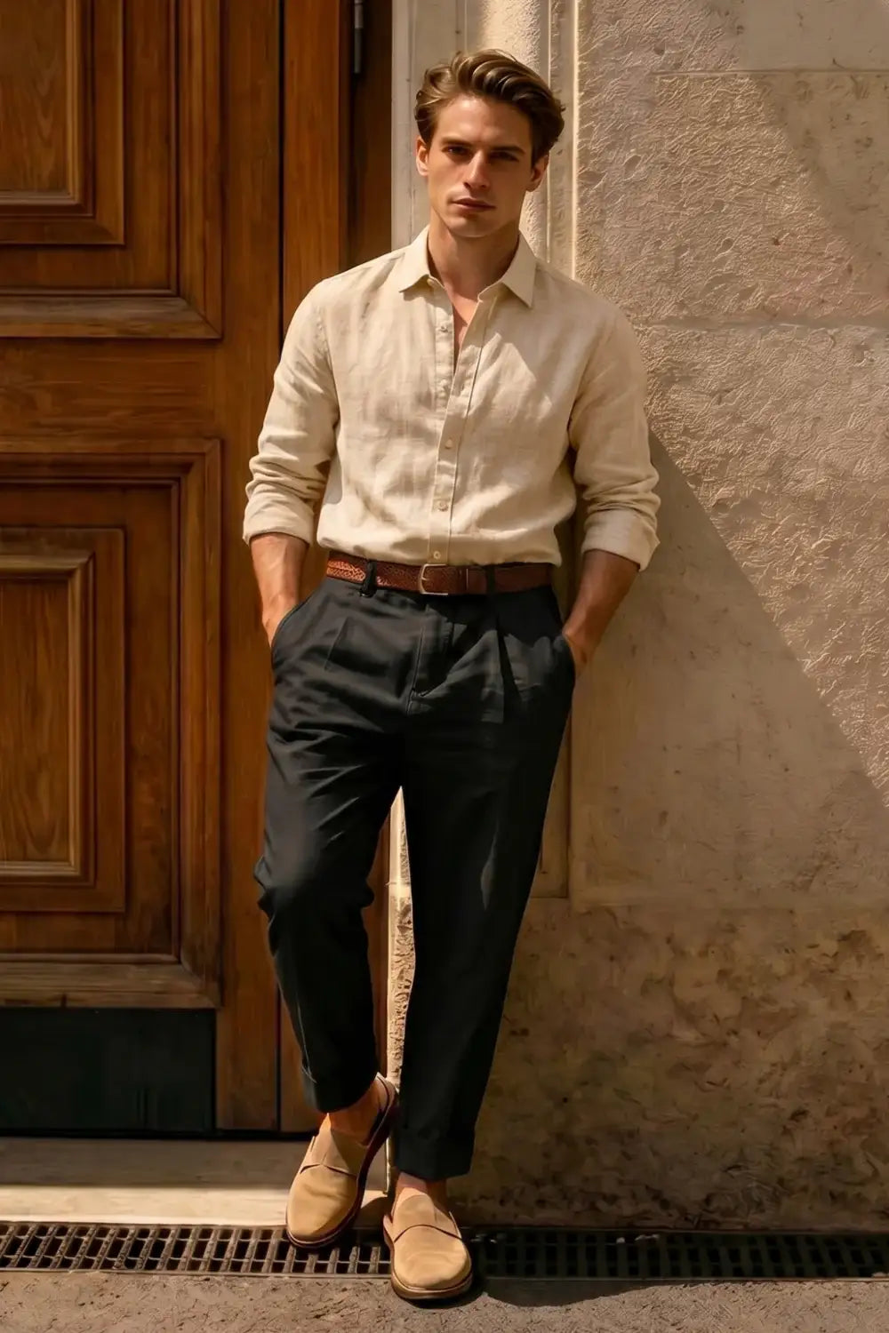 Men's Casual Linen Shirts - Khaki