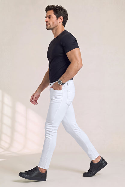 Jeans skinny elasticizzati da uomo - bianchi