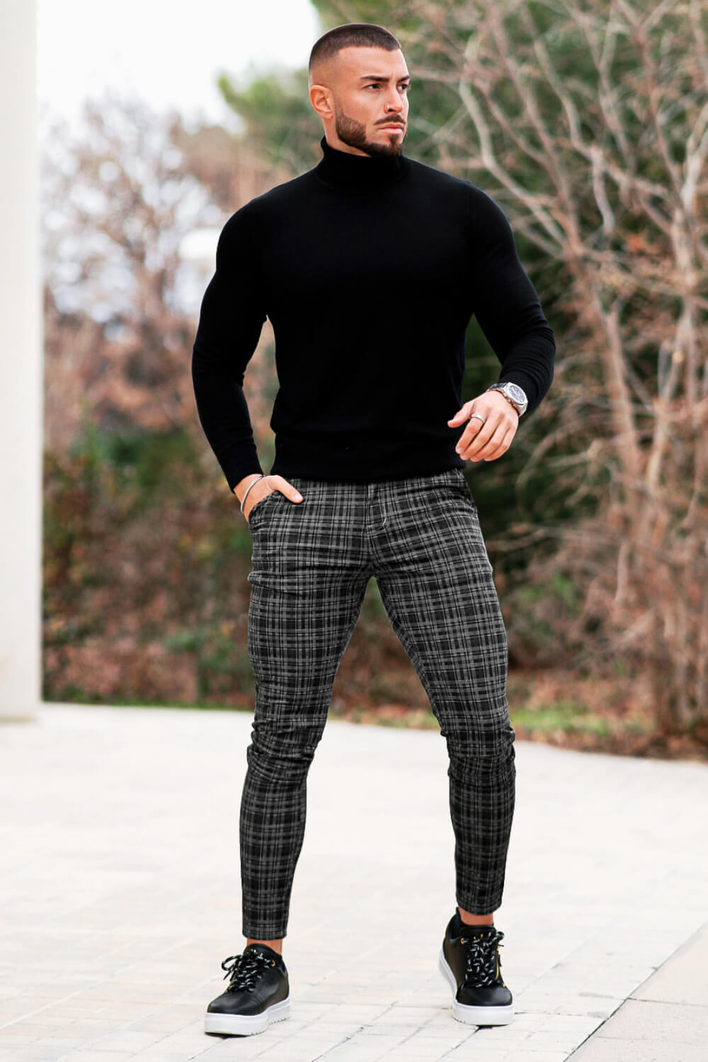 Cuadros Gris Pantalon Azul A Cuadros Hombre Pantalón Cuadro Azul