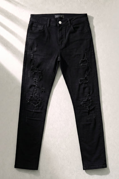 Men's Black Ripped Sculpt Skinny Jean
