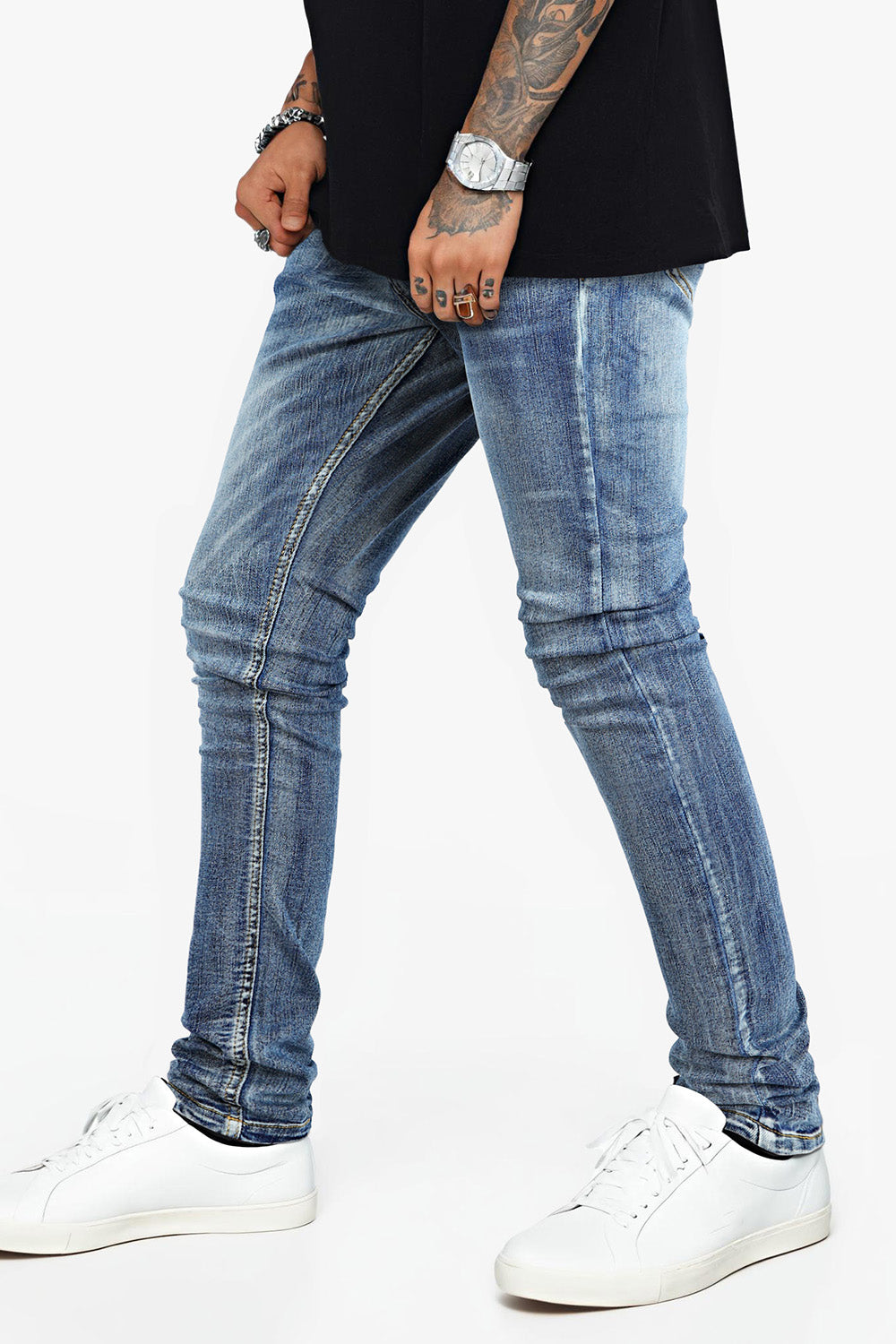 Jean skinny stretch pour homme - Bleu foncé